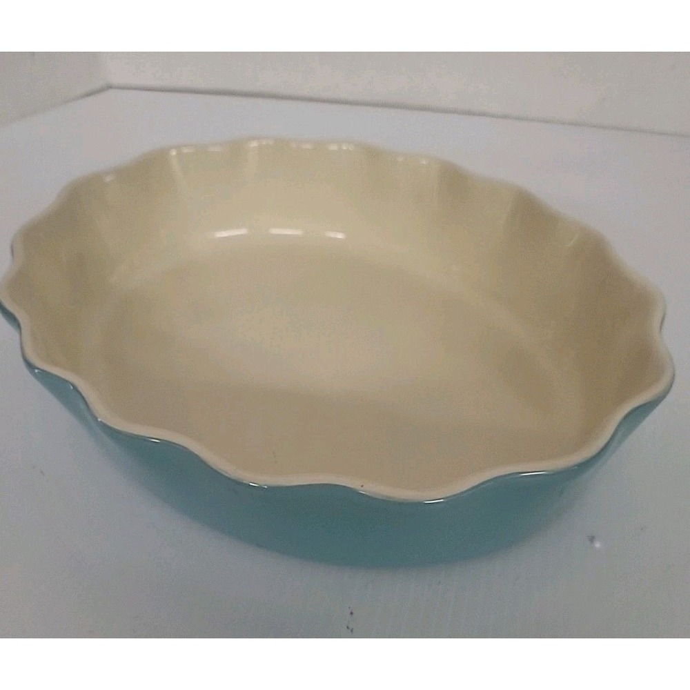 12"×10" OVAL Fluted Baking Dish Blue White